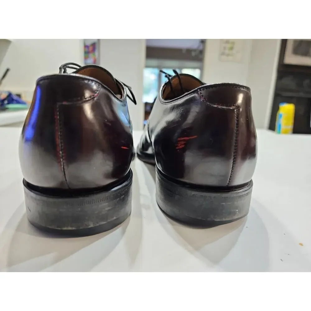 Johnston & Murphy Mens Melton Oxford Dress Shoes Burgundy Leather Cap Toe 8.5D